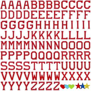 Jongdari Iron on Letters, 110 Pcs Alphabet Patches, Decorate Repair Letter Patches for Clothing Shirts Jackets Hats Jeans Shoes Bags (110pcs, Red)