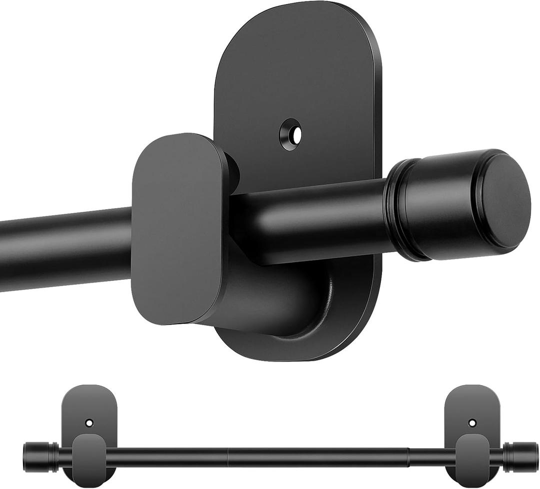 Curtain Rods No Drilling 32 to 86 Inch, HOTOZON 5/8 Inches No Drill Curtain Rods for Windows 55 to 82 Inches(4.5-6.8 ft), Renter Friendly Adjustable Small Drapery Rod for Lightweight Curtains, Black