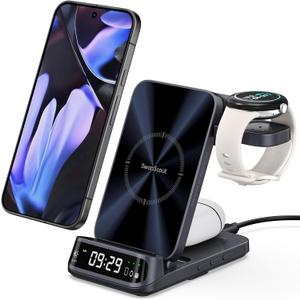 Wireless Charger for Pixel Watch 3/2, 3 in 1 Charging Station for Google 9 Pro Fold/9 Pro XL/9 Pro/9a/9/8/7/6/5, SwanScout 708G2 (Not for Pixel Watch 4/1, No Adapter)
