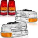 4PCS Headlights and Taillights Assembly Combo for 1999 2000 2001 2002 Chevy Silverado 1500 2500 HD Head/Rear Brake Tail Lights Lamps Replacement Driver and Passenger Side, OE Factory Style