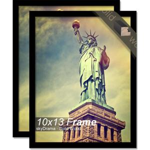 100% Solid Wood 10x13 Picture Frame Set of 2, Black Frame for 10 x 13 Inch Picture Poster Photo, Light Weight 10 by 13 HQ Matte Black Frame for Wall - 2 Pack/Black/10 x13