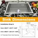 Weejian Drop In Kitchen Sink 24x18 Inch Inch, Stainless Steel Top Mount Kitchen Sink with Brushed Finish, 16 Gauge Single Bowl Workstation Sink, Drop In Kitchen Sink for Modern Kitchen