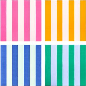 100 Pcs Summer Striped Paper Napkins 6.5 Inch Cabana Stripe Disposable Beverage Napkins for Pool Beach Italian Summer Wedding Birthday & Baby Shower Party Supplies