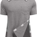 Deyeek Shoulder Post Surgery Recovery Shirts for Men Full Tear Away Short Sleeve T Shirt Adaptive Chemo Clothing (Gray, XXXL)