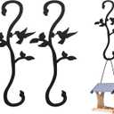 Hummingbird Bird Feeder Hanger Hooks for Outdoors Hanging, Shepherds Hanging Plant Hooks, S Garden Fence Hooks for House, Wind Chimes, Flower Basket(2PCS)