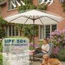 PatioKingdom 9FT Patio Outdoor Umbrella-UPF 50+ Sun Shade with Wind Vent, Push-Button Tilt & Smooth Crank Lift, Rust-Resistant Fiberglass Frame for Garden, Backyard,Yard (Creamy-white)