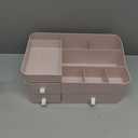 LtyTz Makeup Desk Cosmetic Storage Box Organizer with Drawers for Brushes, Eyeshadow, Lotions, Lipstick and Nail Polish, Ideal for Dresser,Bathroom Vanity (Pink)