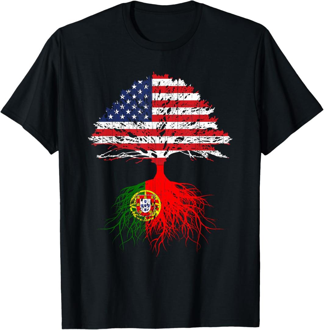 Portuguese Roots American Grown Portugal Flag Shirt Gift T-Shirt XL