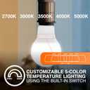 Sylvania A19 9W = 60W LED Light Bulb, 5 Color Temperature Select (2700/3000 / 3500/4000 / 5000K), 800 LMS, Medium Base, Frosted - 8 Pack (42558)