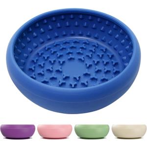 CNMSGM Dog Lick Bowl, BPA-Free Silicone Slow Feeder Lick Mat for Small and Medium Dogs, Non-Slip & Dishwasher Safe (Dark Blue,L)