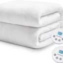 Thermylux Electric Mattress Pad Queen Size Quilted Wave 10 Heat Settings & Dual Control with 12 Hour Auto Off,Deep Pocket Fits up to 18",Coral Fleece Bed Warmer,ETL Certified Machine Washable,60"x80"