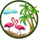 MeMate Flamingo House Signs, Flamingo House Metal Sign, Personalized Name Outdoor Sign, Flamingo House Outdoor Dcor for Porch Deck Backyard Patio Pool, Flamingo Metal Sign Housewarming Gift for Family Friend 06