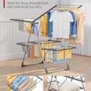 Sakugi Clothes Drying Rack, Foldable 2-Level Laundry Drying Rack with Height-Adjustable Wings, for Clothing & Bedding, Free-Standing Space-Saving Rack, Indoor & Outdoor, 55.5" L 22.8" W, Gray