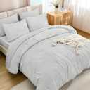 Andency California King Size Comforter Set with Sheets Light Grey - 7 Pieces Bed in a Bag Cal King Boho Tufted Lightweight Bedding Sets with Comforter, Sheets, Pillowcases & Shams