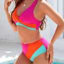 Women's High Waist Two Piece Bikini Set Padded Bra Sexy Push Up Swimwear S