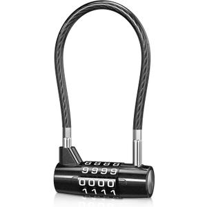 LOFICOPER Long Shackle Combination Lock, 4 Digit Combination Padlock, 6.8 Inch Resettable Cable Lock, Weatherproof Portable Outdoor Padlock for Gym Sports Locker, Gate, School, Fence, Travel (1 Piece)
