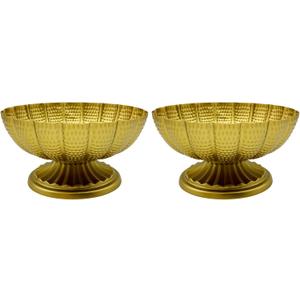 2 Pcs Gold Vases for Centerpieces, Vintage Compote Bowl Vases for Wedding Centerpieces, Small Gold Metal Pedestal Urn Vase for Party Event Home Office Decor (2)