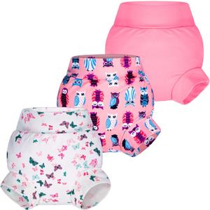 BIG ELEPHANT Baby Swim Diapers 3pcs, Reusable Adjustable Washable Waterproof Swimming Diaper for Boy's and Girl's, 6-12 Months