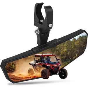 UTV Rear View Mirror, Adjustable SXS RZR Center Rearview Mirror with Aluminum Clamp Fit for 1.5"-2" Roll Bar, Compatible with Polaris RZR, Pioneer, Talon, Can Am X3, Kawasaki, CFMOTO