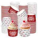 Whaline 60 Packs Valentine's Day Snack Cups Love Red Heart Disposable Bowls 9oz Dessert Food Treat Paper Bowls for Wedding Treats Cupcakes Party Favor Supplies Decor