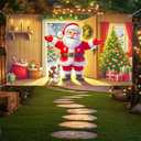 3 x 1PC 71x43 Inch Christmas Party Banner with Santa Claus and Puppy Indoors Tree Gifts and Wreath Decorative Backdrop for Holiday Celebration Home Wall Door Porch Winter Decoration (Colorful 0003)