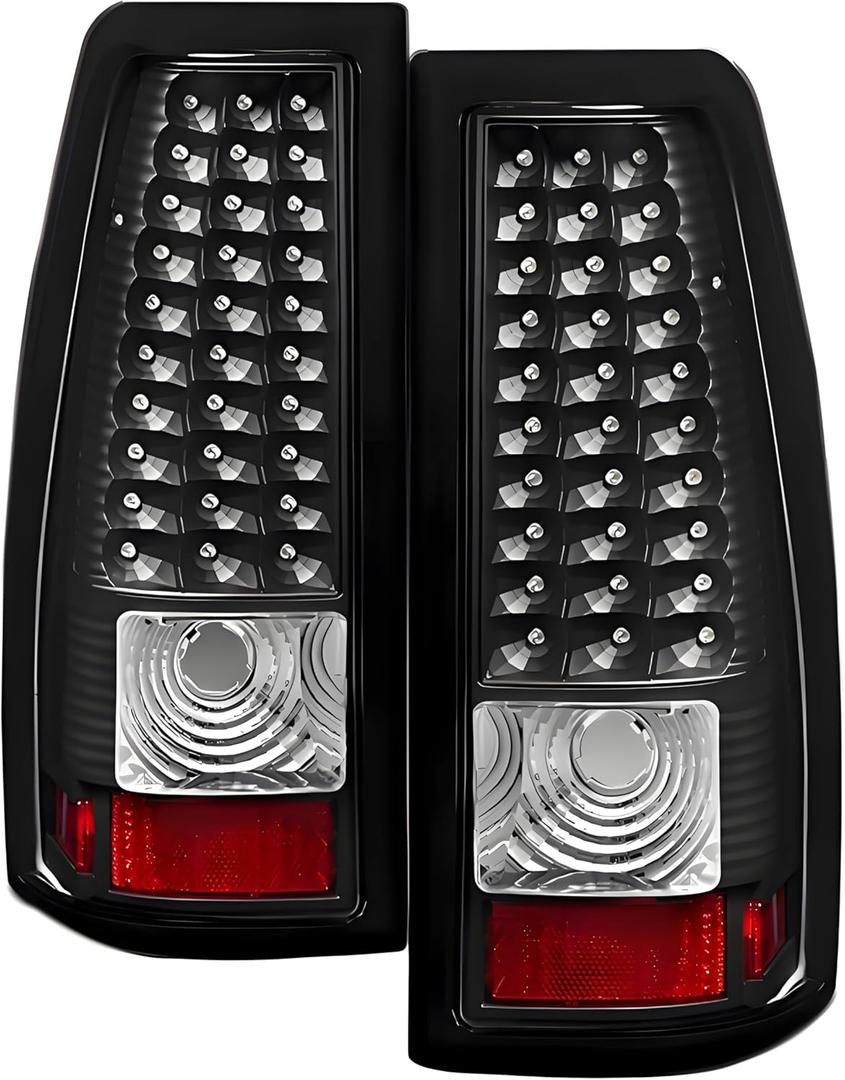 LED Tail Lights Assembly Compatible With 1999 2000 2001 2002 2003 2004 2005 2006 Chevy Silverado 1500 2500 3500, Rear Brake Lamp Taillights,Black Housing Clear Lens