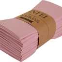 Solid Color Polyester Linen Blended Thin Dinner Cloth Napkins - Set of 12 (40 x 40 cm) - for Wedding Parties Events & Home Use (Blush)