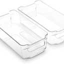 BINO | Stackable Storage Bins, Medium - 2 Pack THE STACKER COLLECTION Clear Plastic Built-In Handles BPA-Free Containers for Organizing Kitchen Pantry Multi-Use Organizer Bins