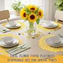 Havawish 50 Pcs Sunflower Placemats Paper Disposable 13 Inch Die-Cut Bulk Round Paper Place Mats Sunflowers Placemat Disposable Table Mats Decoration for Sun Flower Spring Dinner Wedding Birthday