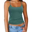 Totatuit Womens Tank Top Spaghetti Straps Cami Tank Top Slim Fitted Square Neck Camisole Cute Summer Sleeveless T Shirts Night Out Tops St Patricks Day Shirt Bluish Green Large (Green, L)
