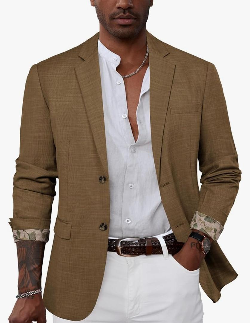 GRACE KARIN Men's Casual Blazer Suit Jackets 2 Button Lightweight Sport Coats, L