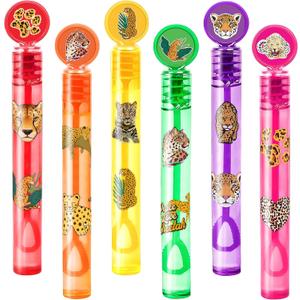 24PCS Cheetah DIY Bubble Wands Party Favors 96PCS Stickers for Goodie Bag Fillers Pinata Stuffers, Mini Bubble Bulk Birthday Party Supplies Toys Gifts Class Prizes for Toddlers Boys Girls
