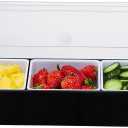 Ice Cooled Condiment Serving Container-3 Compartment Chilled Garnish Tray Bar Caddy with Hinged Lid (3 Compartments)