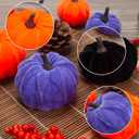 21 PCS Pumpkins Decor Set, 3 Sizes Fake Velvet Pumpkin, Black Purple Orange Small Foam Pumpkin, Autumn Table Centerpiece for Thanksgiving Farmhouse Fall Harvest Halloween Party Decorations