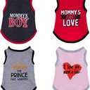 4 Pack Dog Shirts Summer Printed Puppy Clothes Novel Sleeveless Pet T Shirts Dog Clothes for Small Medium Dogs Cats Boy(L)
