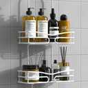Shower Caddy Hanging - Bathroom Shower Organizer with Soap Holder & 6 Hooks for Towels Shower Rack Over Shower Head Shower Shelf for Inside Shower White