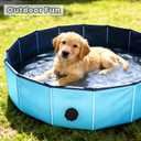 Foldable Dog Pool, Portable Heavy Duty Pet Bath Tub for Small Dogs, Quick Drain, Indoor Outdoor Kiddie Pool for Backyard (32in * 8in)