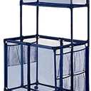 Essentially Yours Pool Noodles Holder, Toys, Floats, Balls, Equipment Mesh Rolling Double Decker Storage Organizer Bin, Large with Noodle Holder, (35.3" W x 23" L x 59.4" H), Blue Style 561935