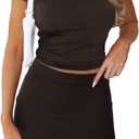 Skirt Sets Women 2 Piece Outfits - Sexy Two Pc Off The Shoulder Tank Crop Top Bodycon Mini Skirts Suits Dresses, S