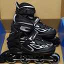 2PM SPORTS Vinal Girls Adjustable Flashing Inline Skates, All Wheels Light Up, Fun Illuminating Skates for Kids and Men - Silver, L