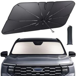 Lamicall Car Windshield Sunshade Umbrella – 5-Layer UV Block, 10-Rib Fiberglass Frame for Heat Insulation, 64"x34" Front Window Interior Sun Protection, for Large SUV, Truck Windshield