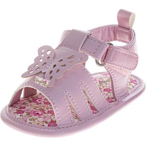 Josmo Baby Girl Sandals Soft Sole Spring Summer Dress Floral, Butterfly & Bow Sandals Size 2-4 Infant (Pink)