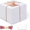 20Pcs Mini Cake Boxes with Window, 6x6x5 Inches White Bakery Boxes, Small 4 Cupcake Boxes, Cake Packaging for Pastries, Cookies, Chocolates, Cupcakes, Birthday Party, Wedding