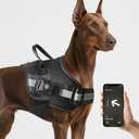 Waterproof AirTag Dog Harness, No-Pull Dog Harness with Airtag Holder, Reflective Adjustable Dog Vest Harness with Apple Air Tag Case, Material- Durable Harness for Small Medium Large Dogs (Black, S)