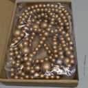 12 Feet Christmas Wooden Beads Garland Round Craft Farmhouse Vintage Wood Bead Garlands for Xmas Decoration Supplies(Gold)