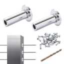 VEVOR 121 Pack T316 Stainless Steel Protector Sleeves for 1/8" Wire Rope Cable Railing, DIY Balustrade T316 Marine Grade, Come with A Free Drill Bit, Silver