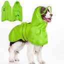 Kuoser Dog Raincoat, Waterproof Dog Jacket with Hood, Reflective Pet Rain Coat for Dogs, Adjustable Lightweight Puppy Rain Gear for Outdoor Protection & Night Walks, Large 