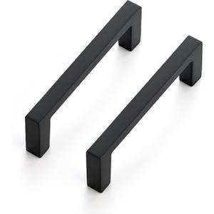 Ravinte 5 Pack Matte Black Cabinet Pulls, 3 Inch (76mm) Hole Center Slim Kitchen Handles, Square Drawer Pulls for Cabinets & Cupboards, Hardware
