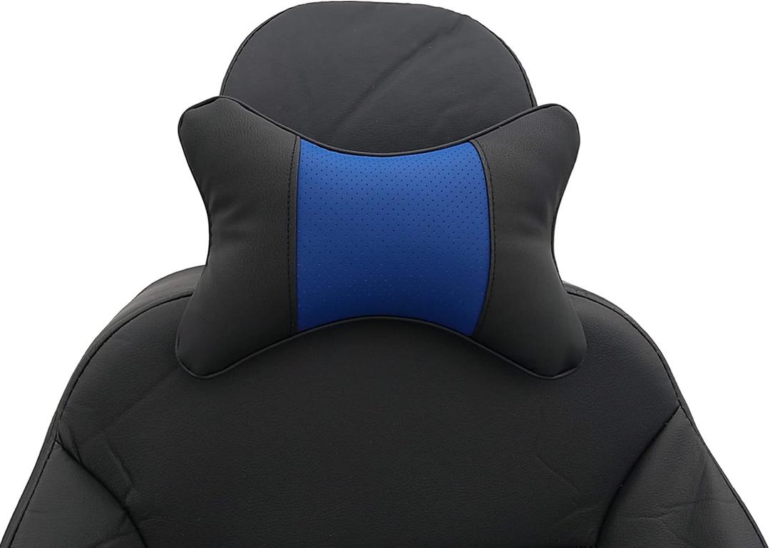 Car Neck Pillows 2pcs Pack Car Headrest Pillow Pu Leather Car Cervical Pillows for Traveling Car Pillows Filled by Fiber (Black) (Black Blue)