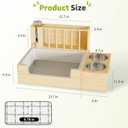 4-in-1 Waterproof Wooden Rabbit Litter Box with Hay Feeder, 2 Food Bowls, and Water Bottle | Large Capacity, Waste-Preventing Design for Rabbits, Guinea Pigs, Chinchillas, and Small Animals